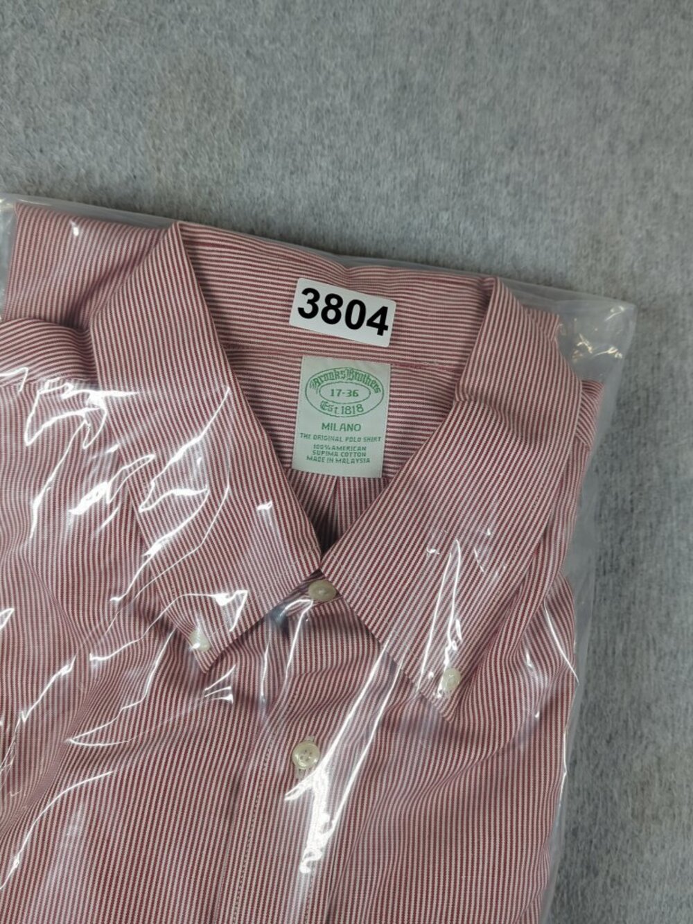 Brooks Brothers Milano Shirt Men's 17-36 Red Pinstripe Dress Button Down - Picture 6 of 6